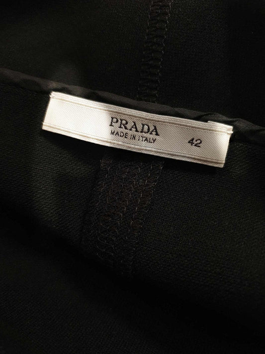 Vintage Black Prada Dress 90s Midi LBD - Size 12