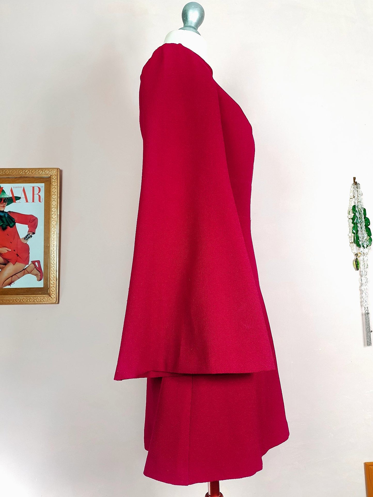 Pre-owned Red Dress Bell Sleeves Size 6 Knee Length