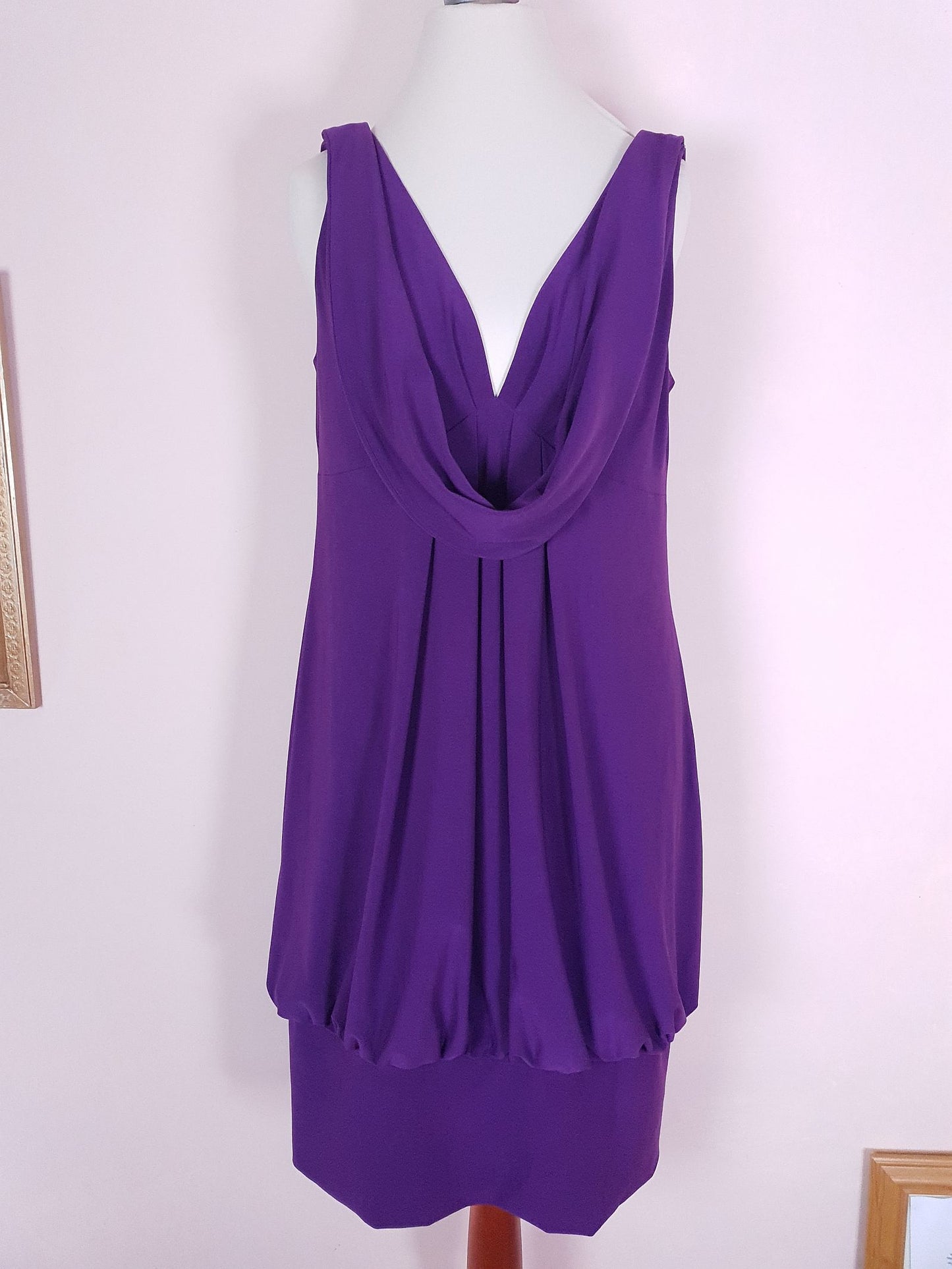 Pre-owned Joseph Ribkoff Purple Dress Slinky Midi Size 12 Fit & Flare Party