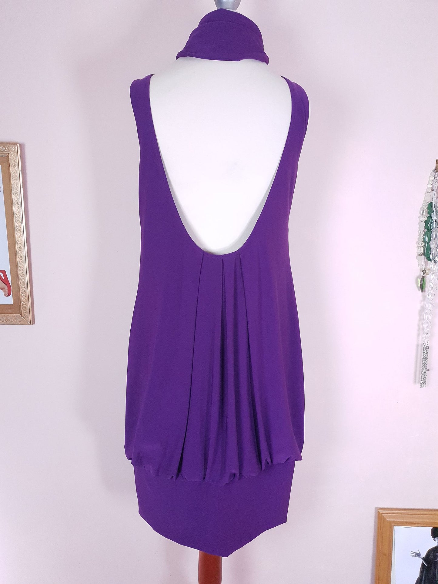 Pre-owned Joseph Ribkoff Purple Dress Slinky Midi Size 12 Fit & Flare Party