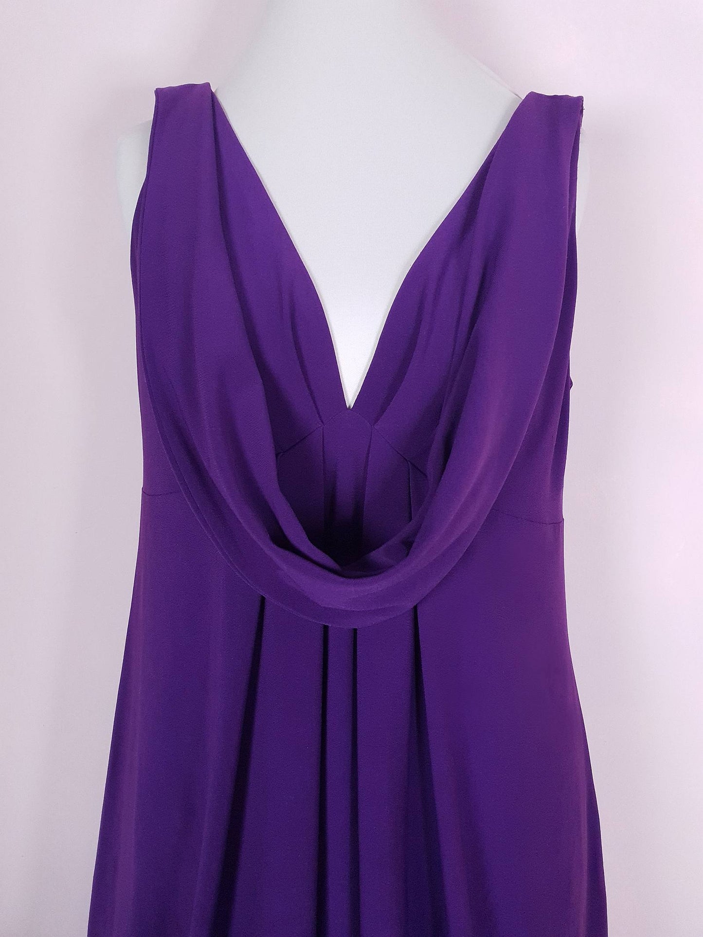 Pre-owned Joseph Ribkoff Purple Dress Slinky Midi Size 12 Fit & Flare Party