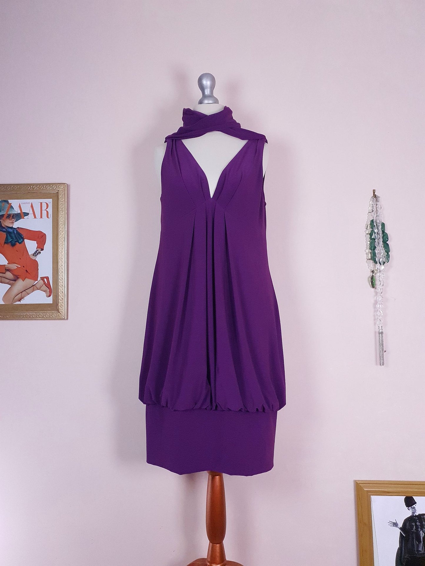 Pre-owned Joseph Ribkoff Purple Dress Slinky Midi Size 12 Fit & Flare Party