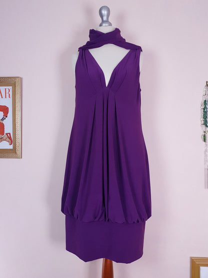 Pre-owned Joseph Ribkoff Purple Dress Slinky Midi Size 12 Fit & Flare Party