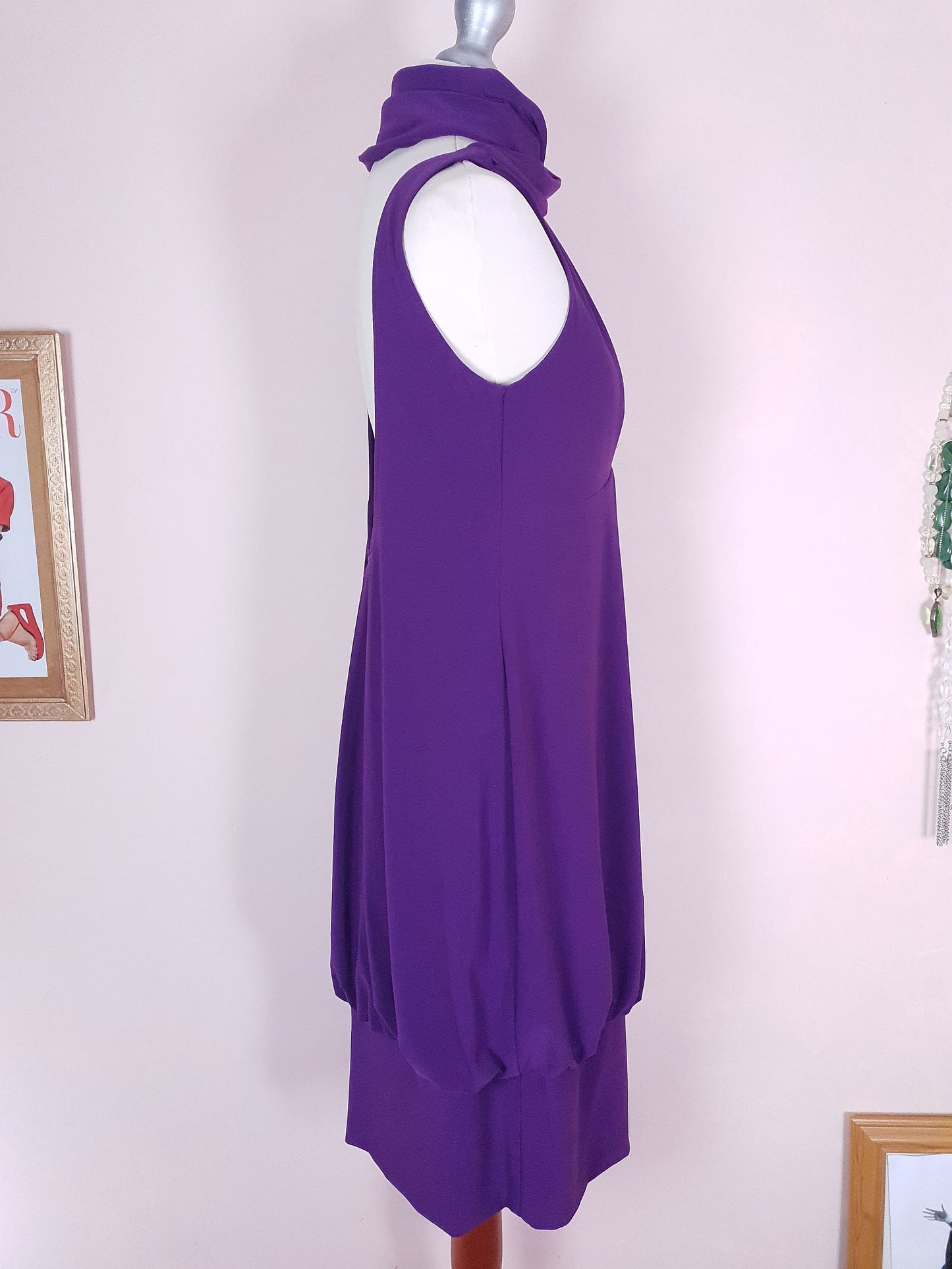 Pre-owned Joseph Ribkoff Purple Dress Slinky Midi Size 12 Fit & Flare Party