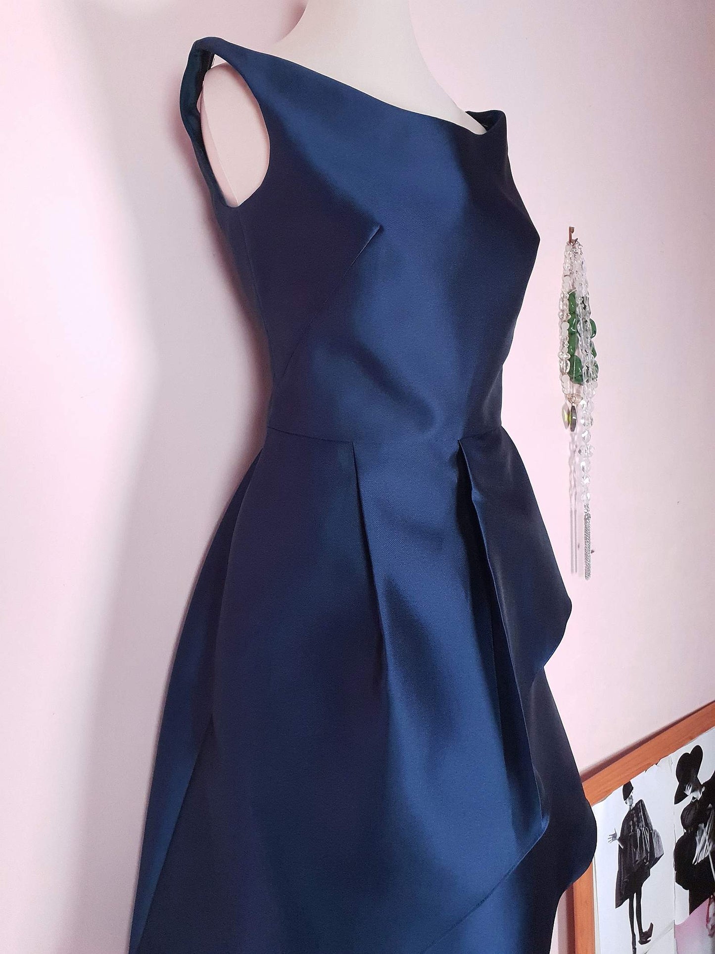 Pre-owned Lela Rose Blue Midi Dress Cocktail Party Bridesmaid Fit & Flare Prom