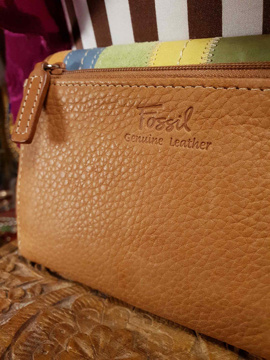 Fossil Leather Ladies Wallet Purse Multi Coloured Stripes - Pre-Owned
