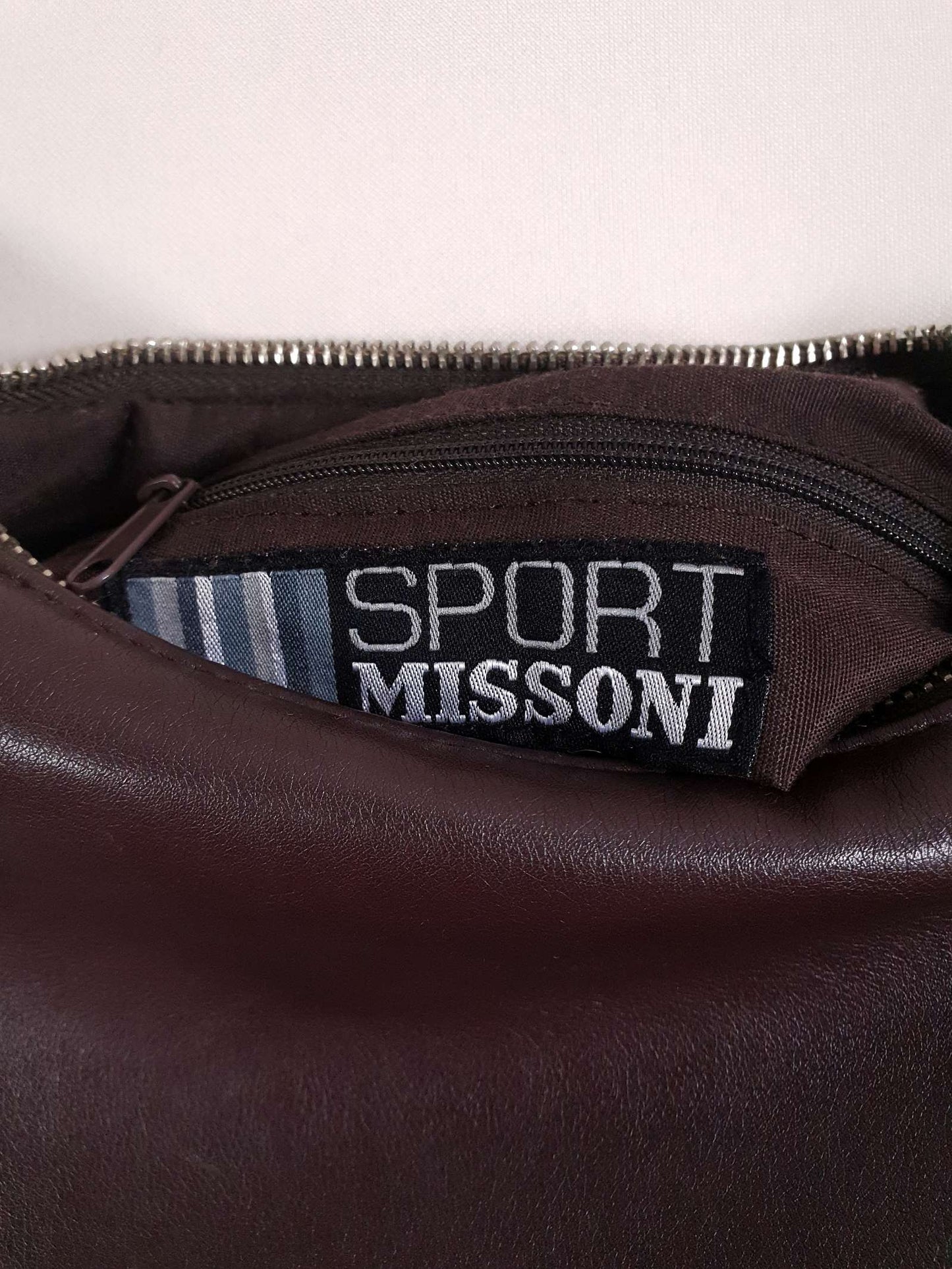 Vintage Missoni Brown Leather Shoulder Bag Handbag Y2K