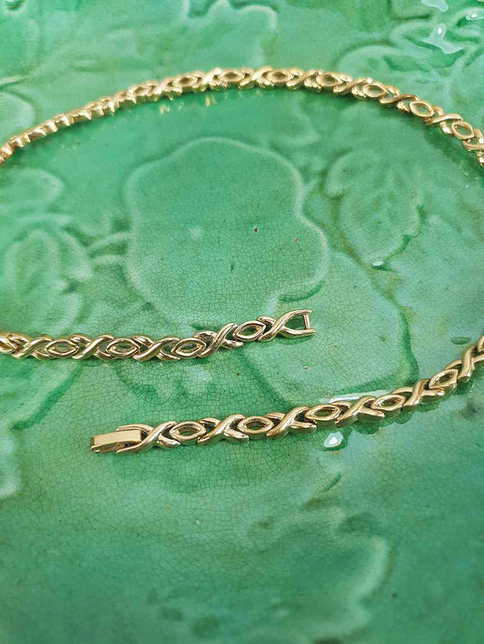 Vintage 1980s Chain Link Choker Necklace Gold-Tone