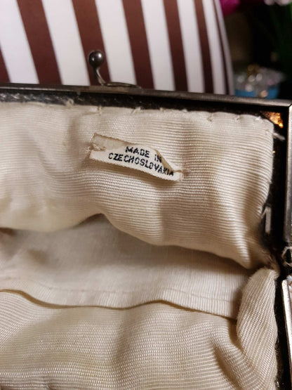Vintage 1930s Beaded Evening Bag Art Deco Clutch Handbag Czechoslovakian