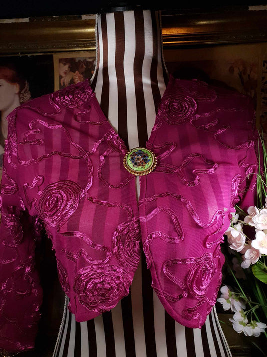 Vintage 1940s Floral Brooch Ceramic Art Glass Flower Pin Signed RARE