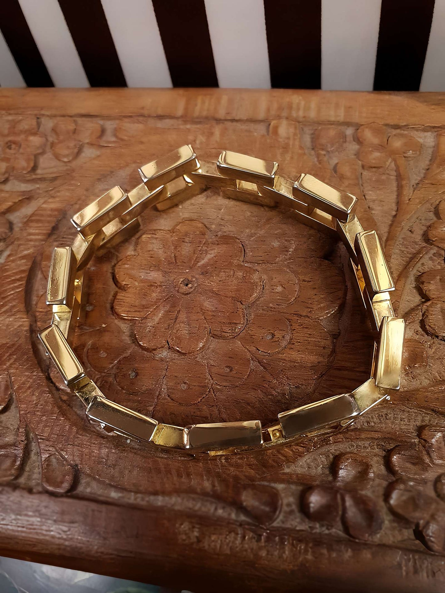 Vintage 1950s 18K Gold RGP Tank Bracelet Modernist MCM - Rolled Gold Plated