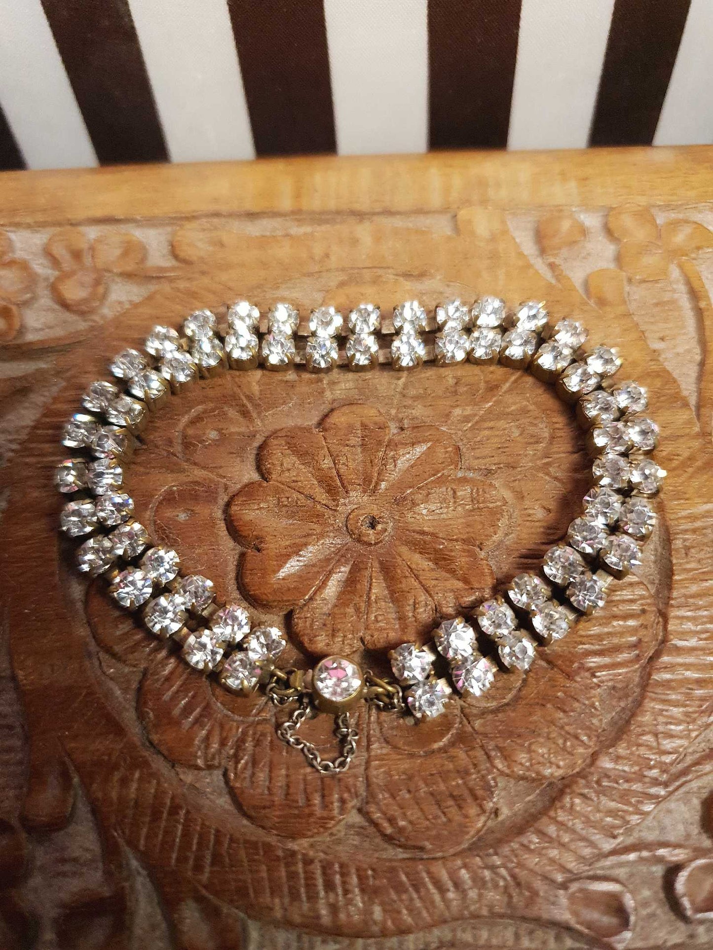 Vintage 1950s Rhinestone Necklace Bracelet Set Demi Parure Mid-Century
