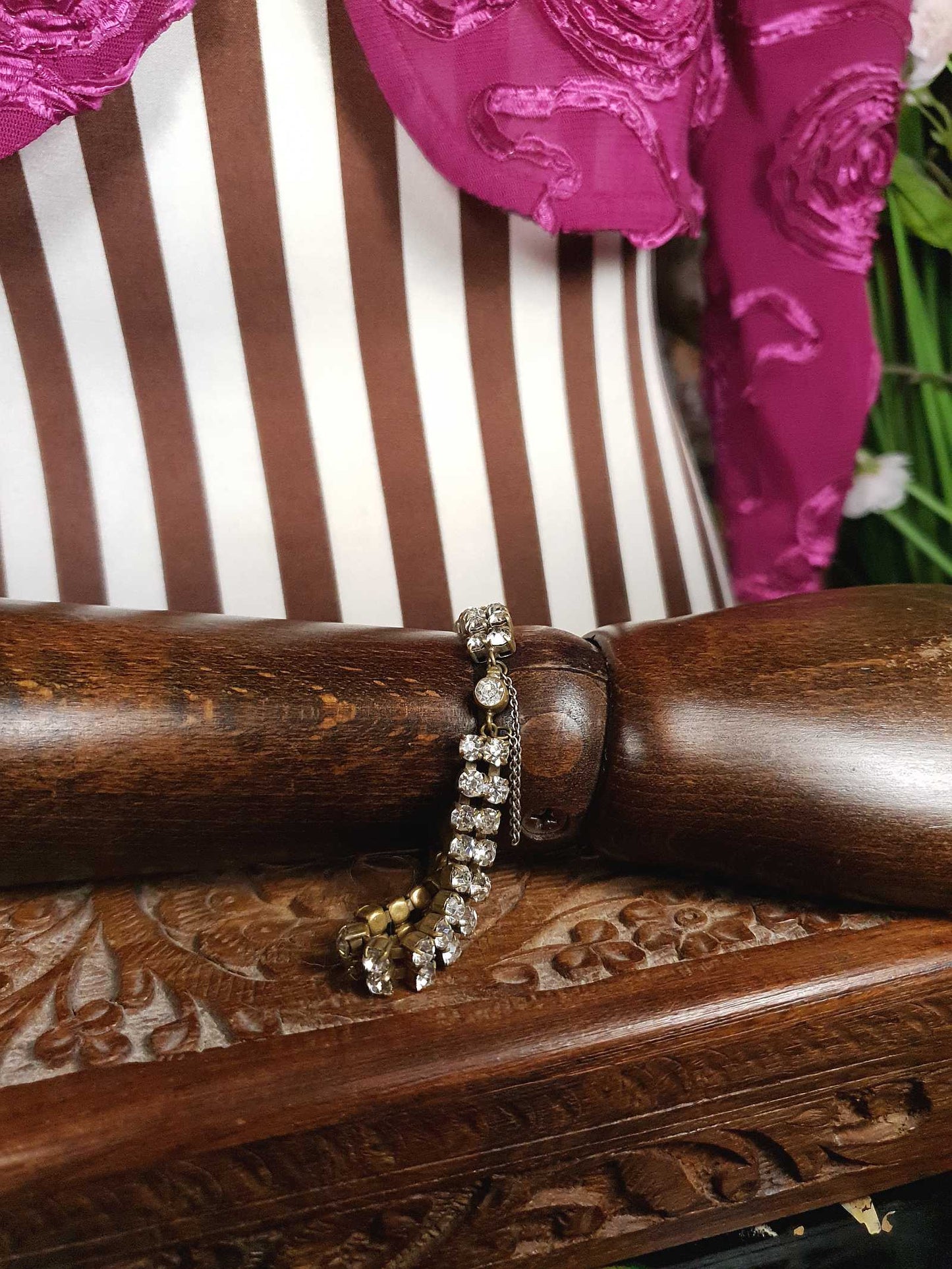 Vintage 1950s Rhinestone Necklace Bracelet Set Demi Parure Mid-Century