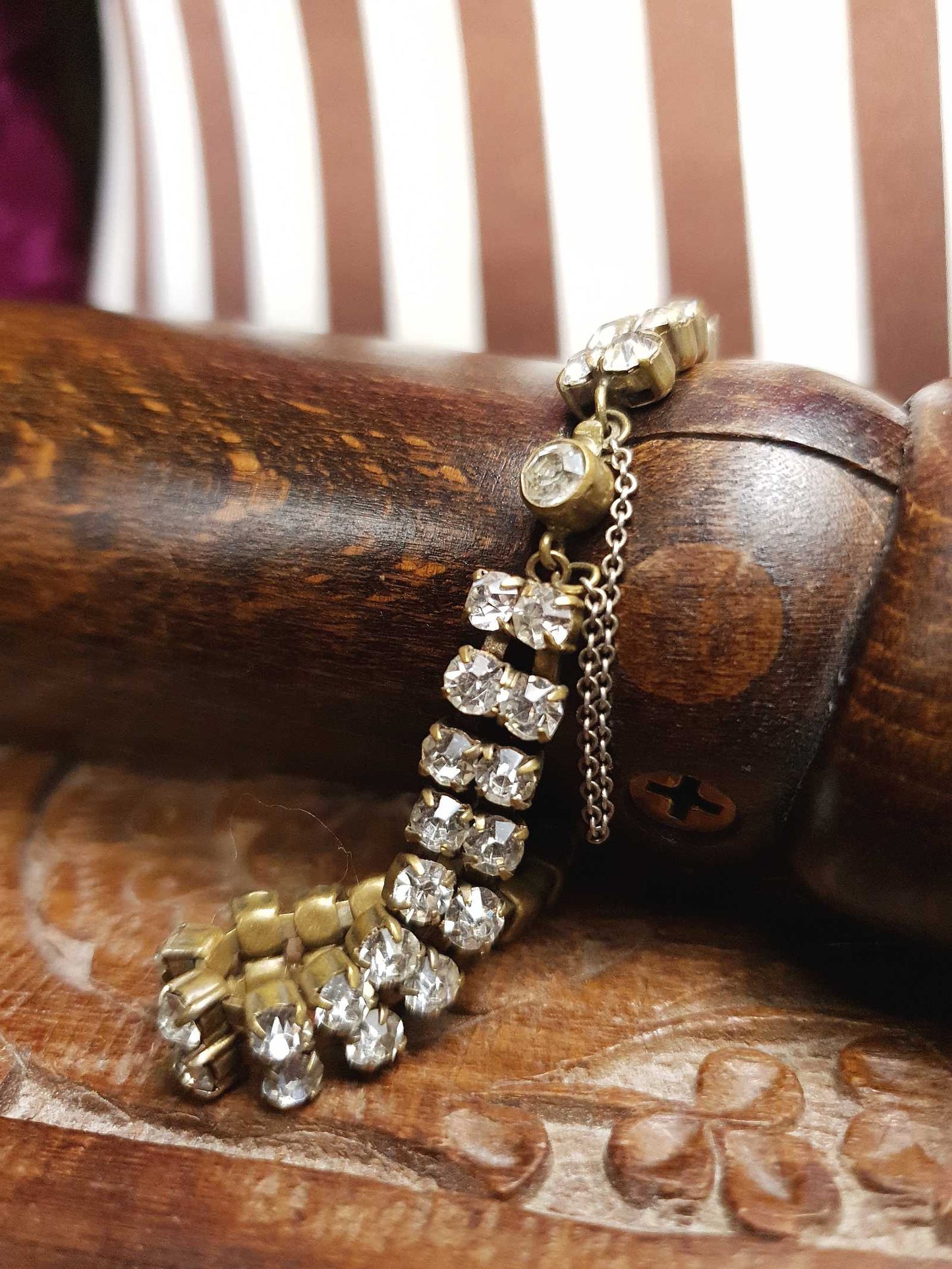 Vintage 1950s Rhinestone Necklace Bracelet Set Demi Parure Mid-Century