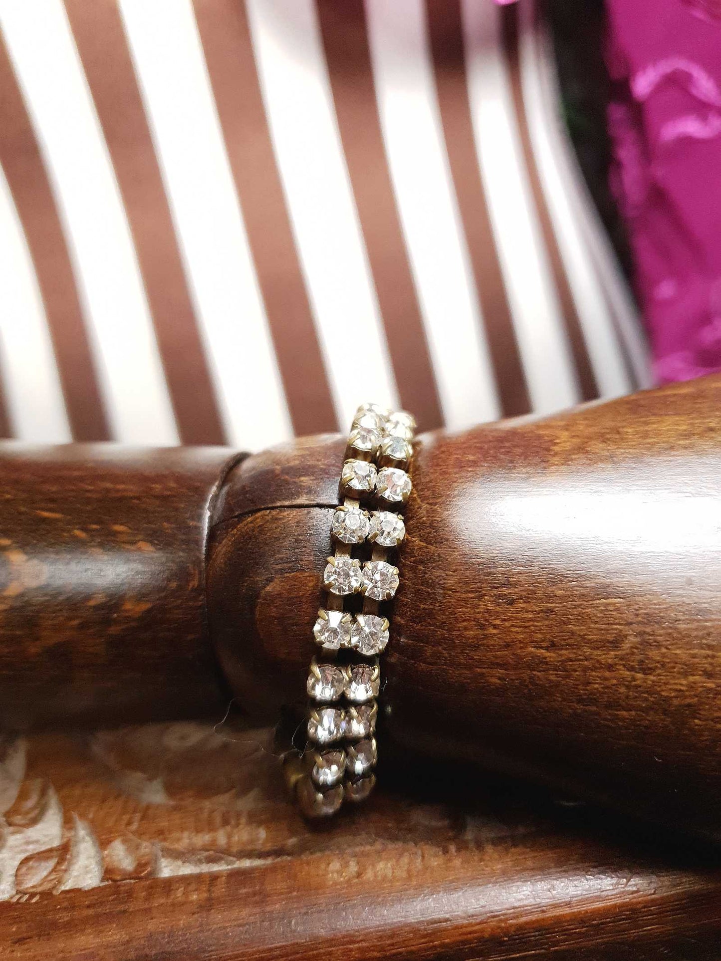 Vintage 1950s Rhinestone Necklace Bracelet Set Demi Parure Mid-Century