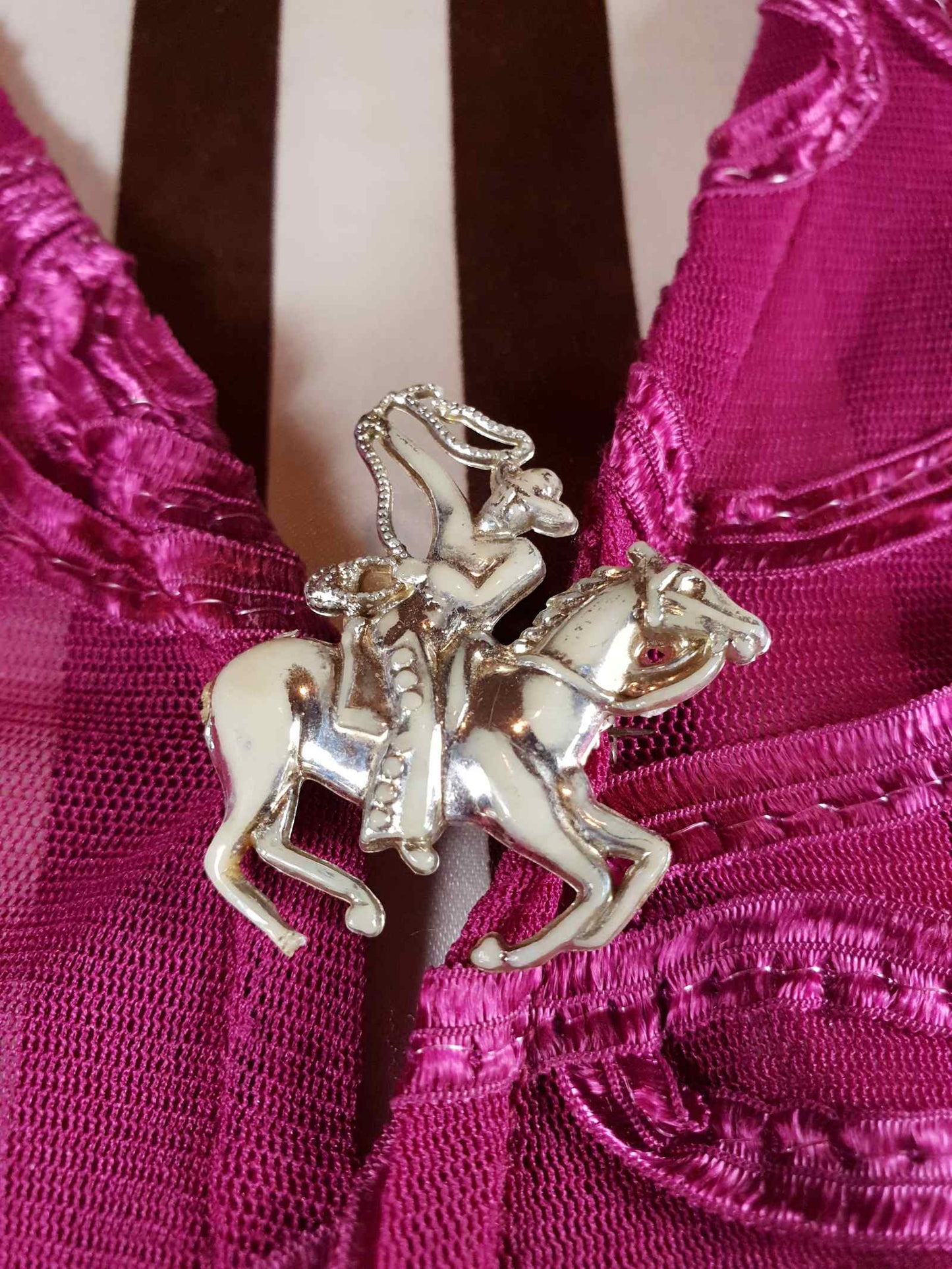 Vintage 1950s Cowboy Horse Brooch Pin American Rodeo Americana - Rare