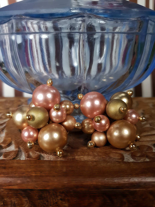 Vintage 1950s Mid Century Earrings Faux Pearl Atomic Sputnik Pink Gold