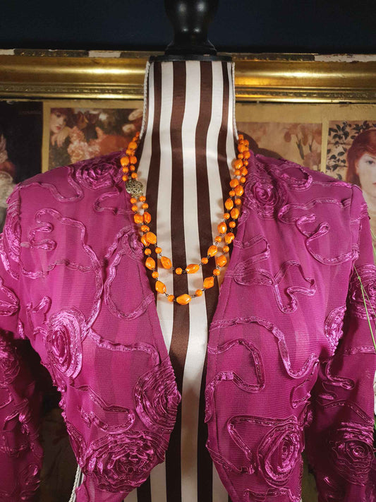 Vintage 1950s Necklace 25" Orange Ceramic Beads Two Tier West Germany