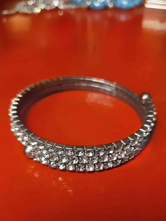 Vintage 1950s Clear Rhinestone Bangle Bracelet Mid-Century