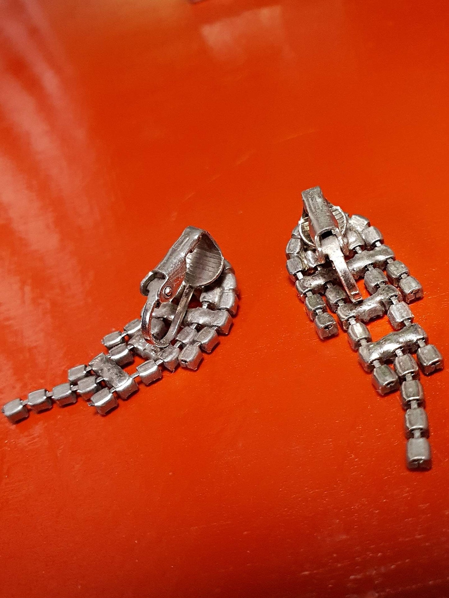 Vintage 1950s Rhinestone Dangle Earrings Drop Diamante Leverback