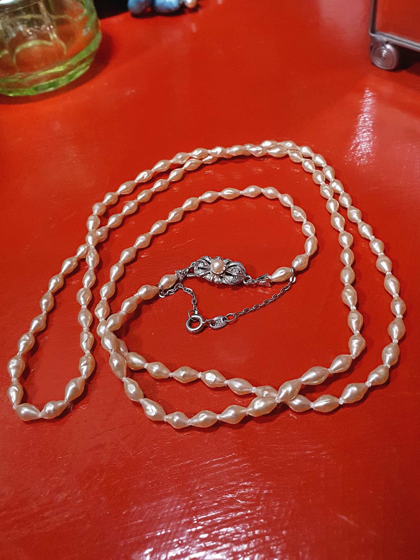 Vintage 1960s Freshwater Pearl Necklace 33" Sterling Silver 925