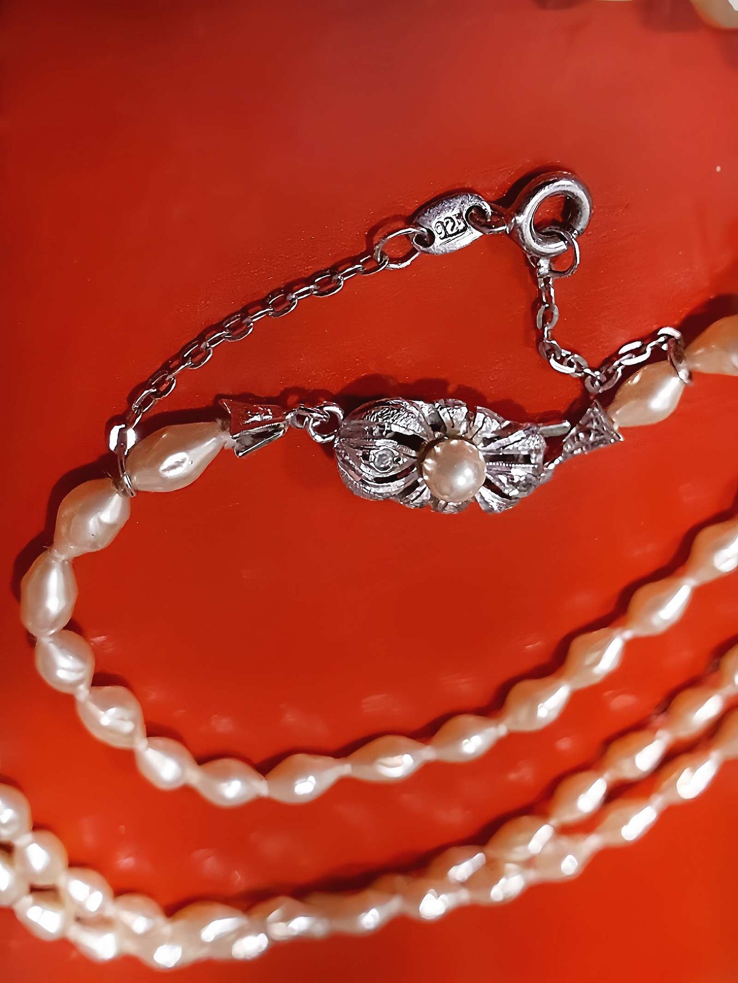 Vintage 1960s Freshwater Pearl Necklace 33" Sterling Silver 925