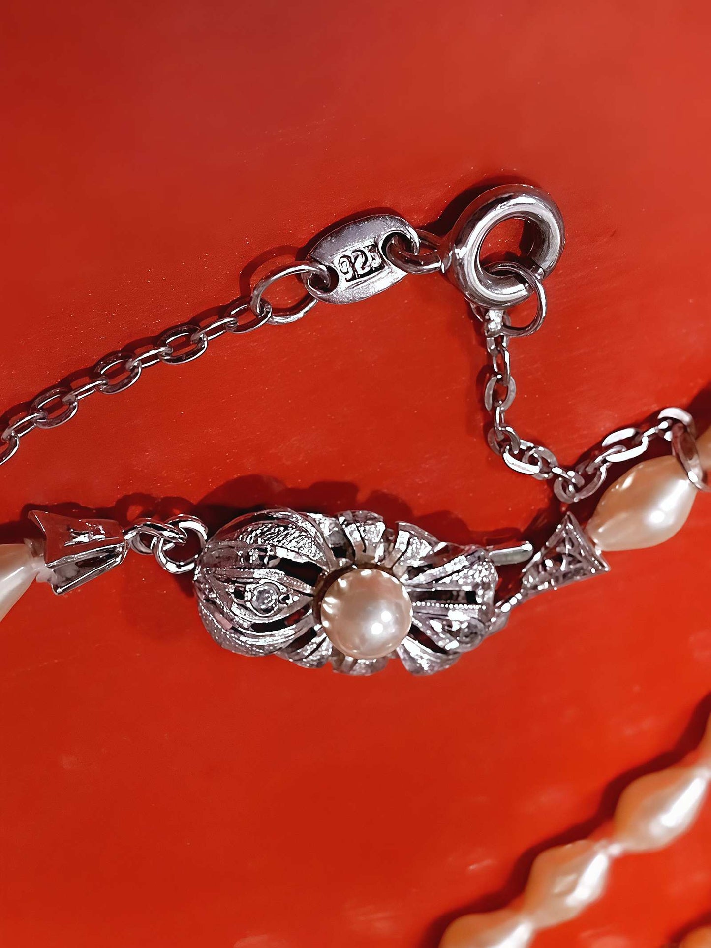 Vintage 1960s Freshwater Pearl Necklace 33" Sterling Silver 925