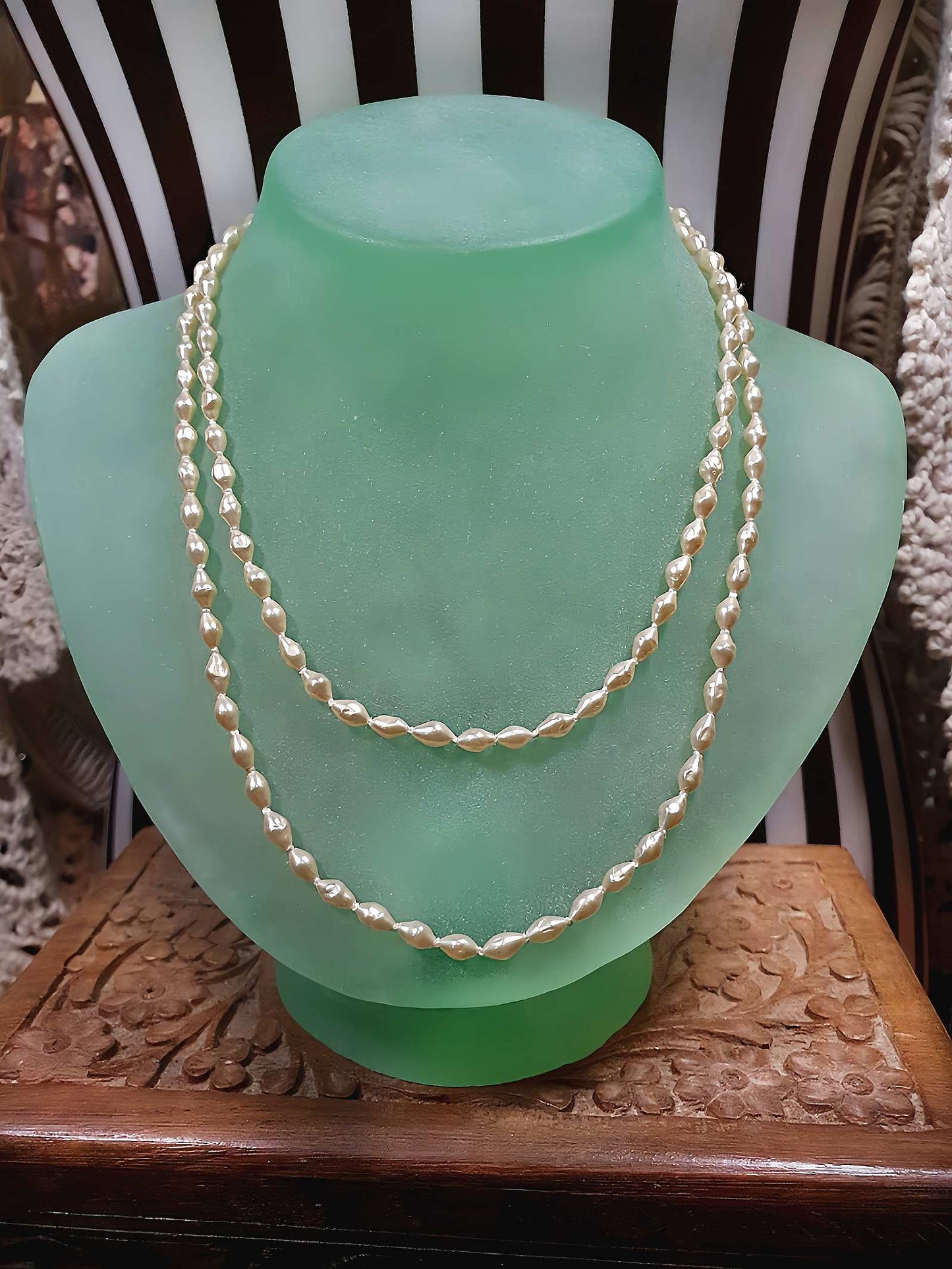 Vintage 1960s Freshwater Pearl Necklace 33" Sterling Silver 925