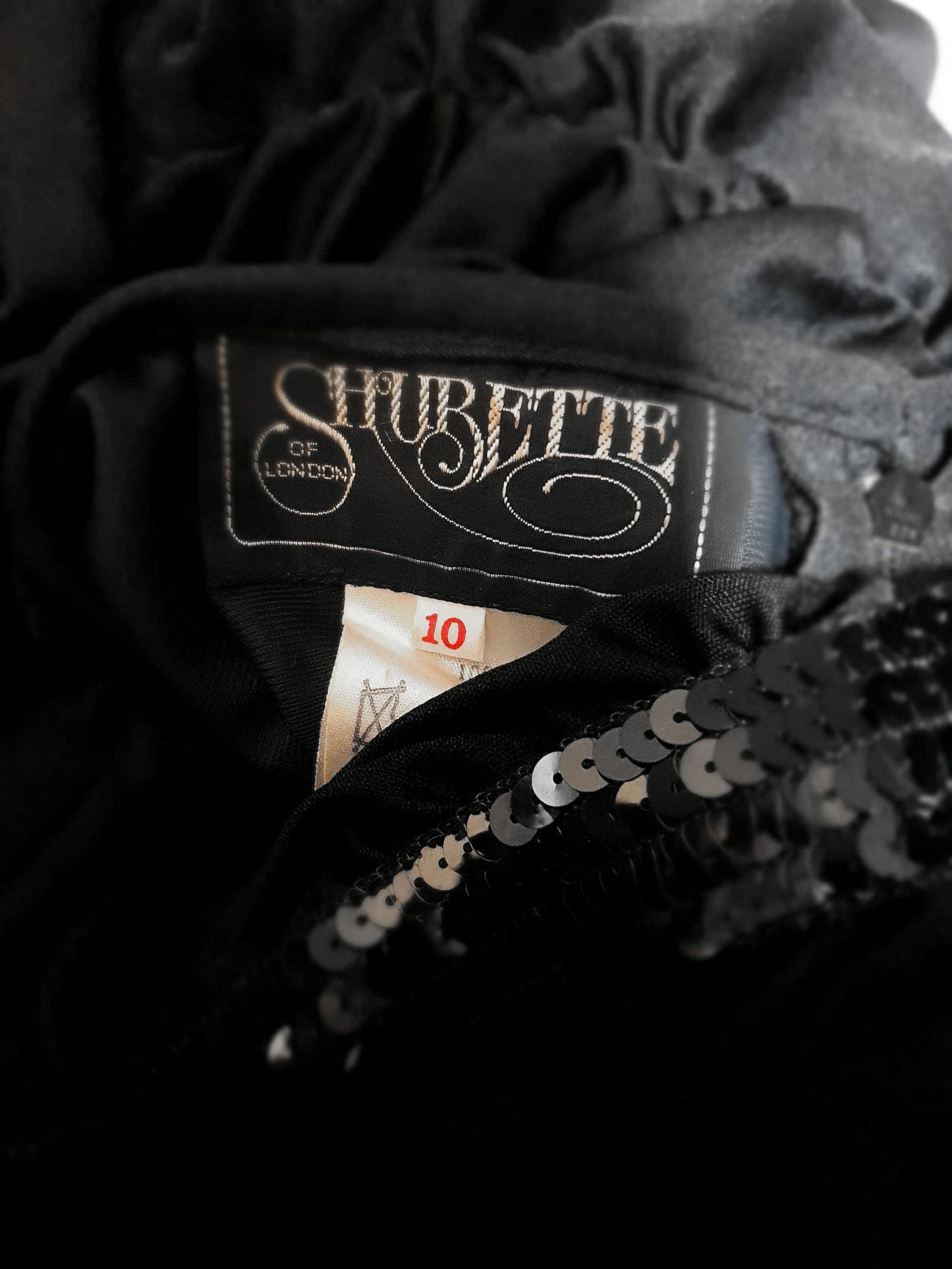 Vintage 1960's Black Party Dress Cocktail Sequin - Size 10 Ruched Glam Party LBD