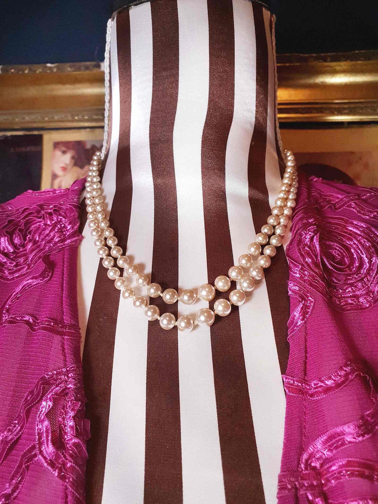 Vintage 1960s Genuine Pearl Necklace 17" Double Strand Silver Lotus Freshwater Pearls