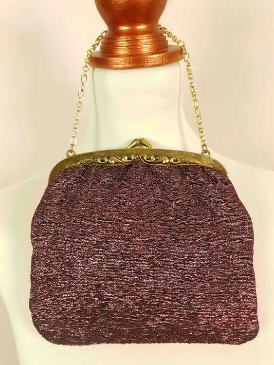 Classic Chic 1960s Bronze Metallic Sparkly Evening Bag