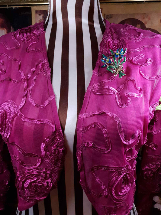 Vintage 1960s Large Iris Brooch Bouquet Enamel Blue Green English - Signed Exquisite