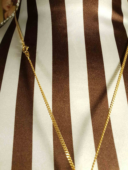 Vintage 1960s Mod Necklace Pendant Gold Tone 20" Black and White Retro