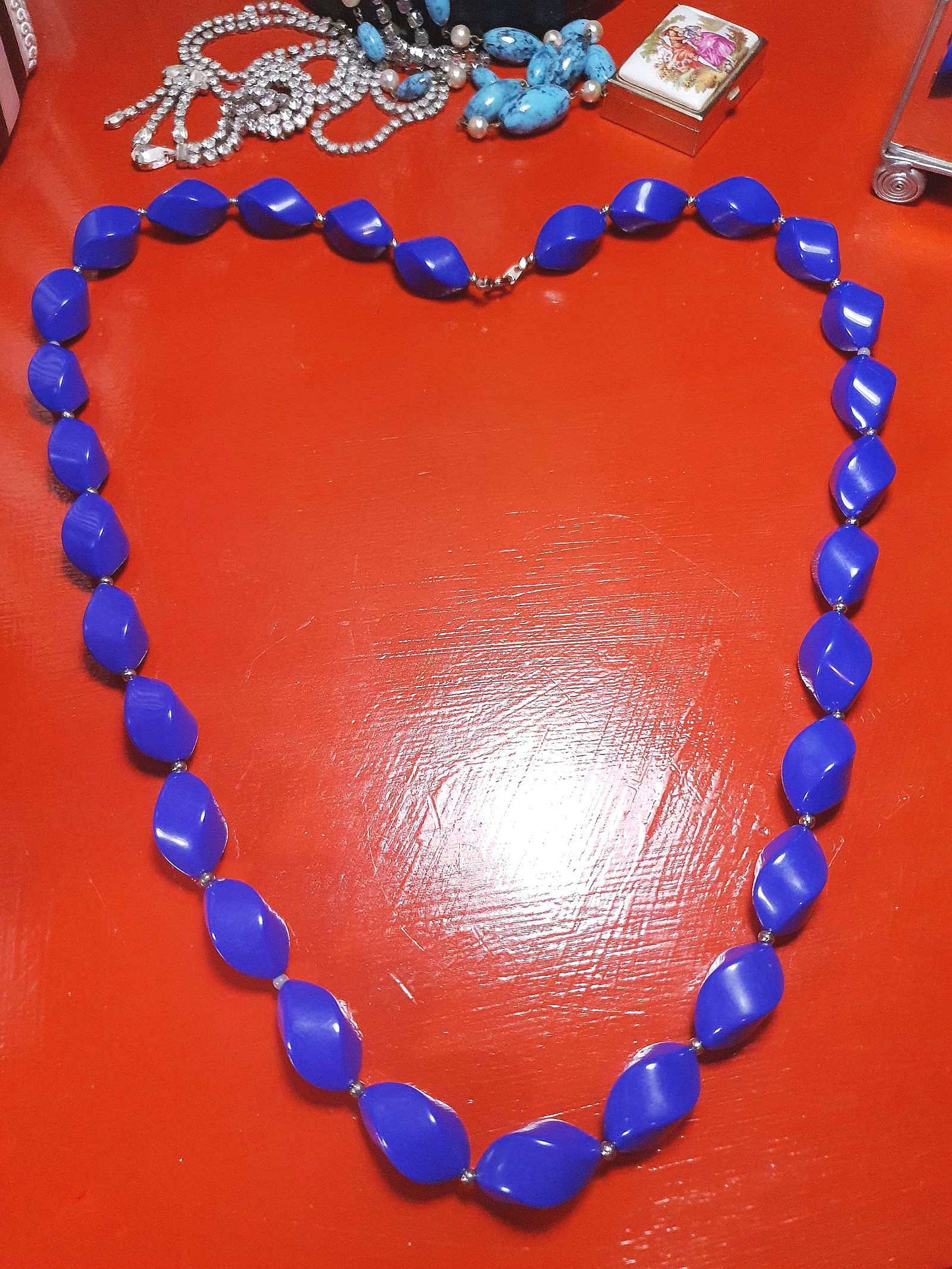 Vintage 1960s Purple Bead Necklace 29" Retro