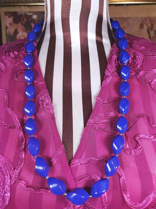 Vintage 1960s Purple Bead Necklace 29" Retro