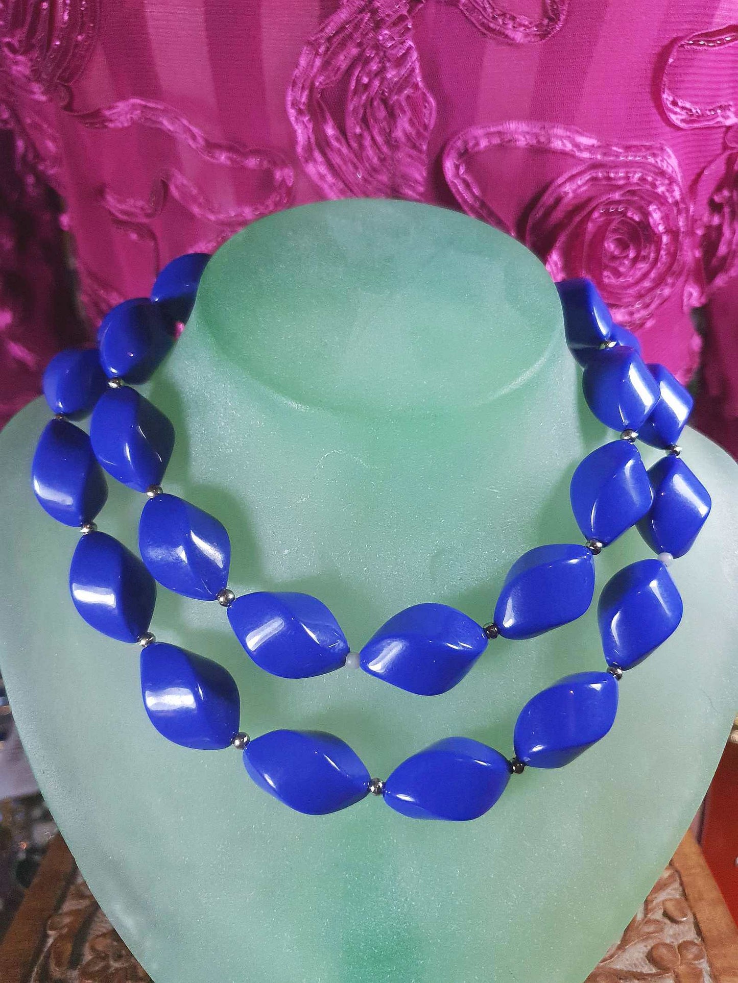 Vintage 1960s Purple Bead Necklace 29" Retro
