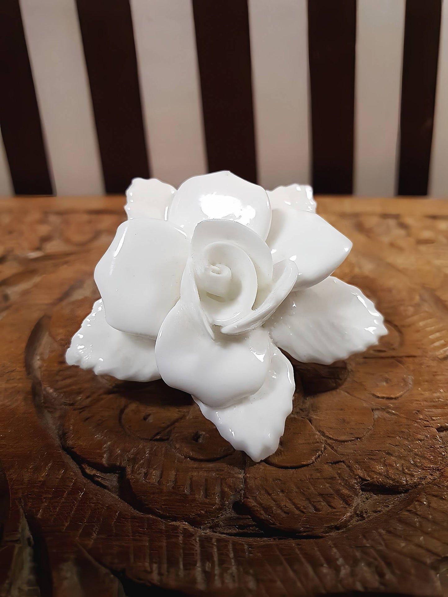 Vintage 1960s White Porcelain Rose Brooch Floral Flower English Ceramic