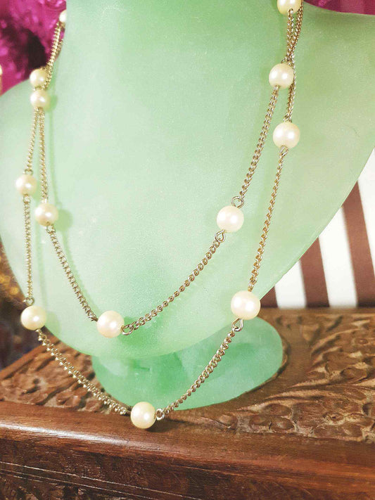 Vintage Sarah Coventry Faux Pearl Necklace Retro 1970s