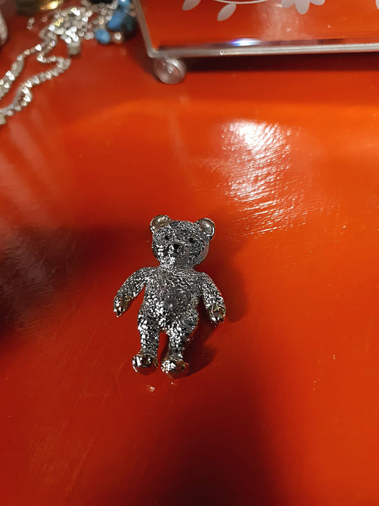 Vintage Teddy Bear Brooch Pin Retro 1970s