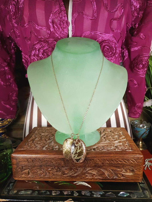 Vintage 1970s Abalone Shell Necklace Pendant 16.5" Retro