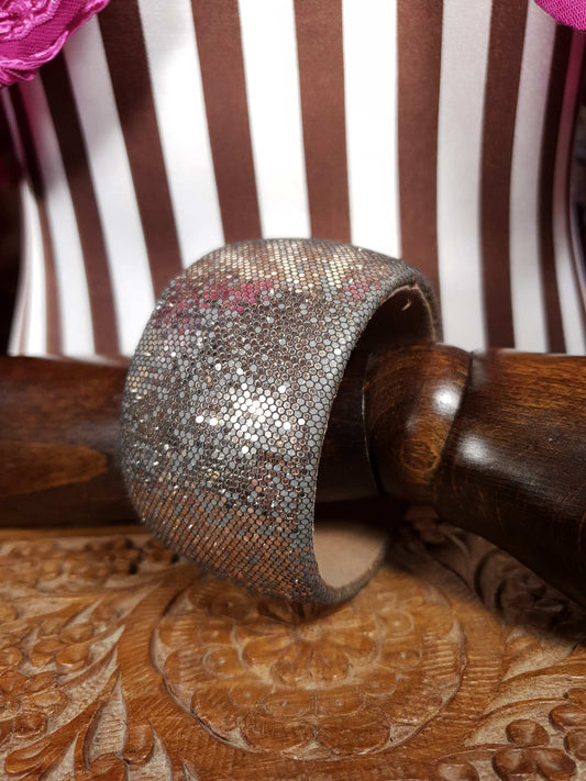 1970s Vintage Glitter Bangle Cuff Bracelet Retro