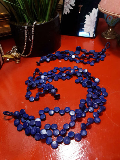 Vintage 1970s Indigo Blue Necklace Bracelet Set Demi Parure Boho Bohemian