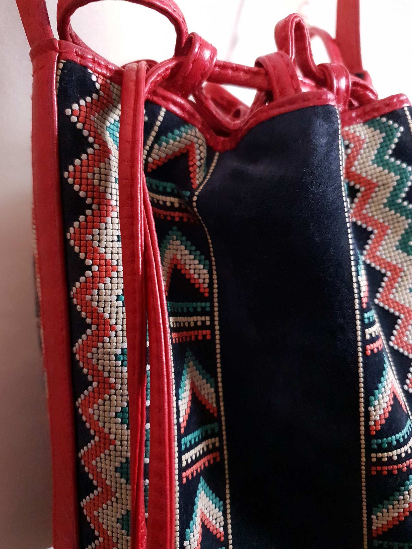 1970s Vintage Navy Suede Leather Shoulder Bag Italian Handbag
