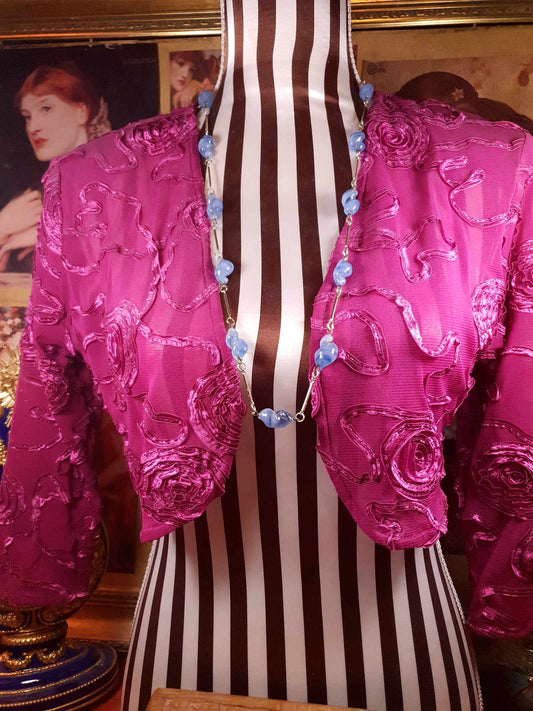 Vintage Lilac Necklace 32" Art Glass Purple 1970s