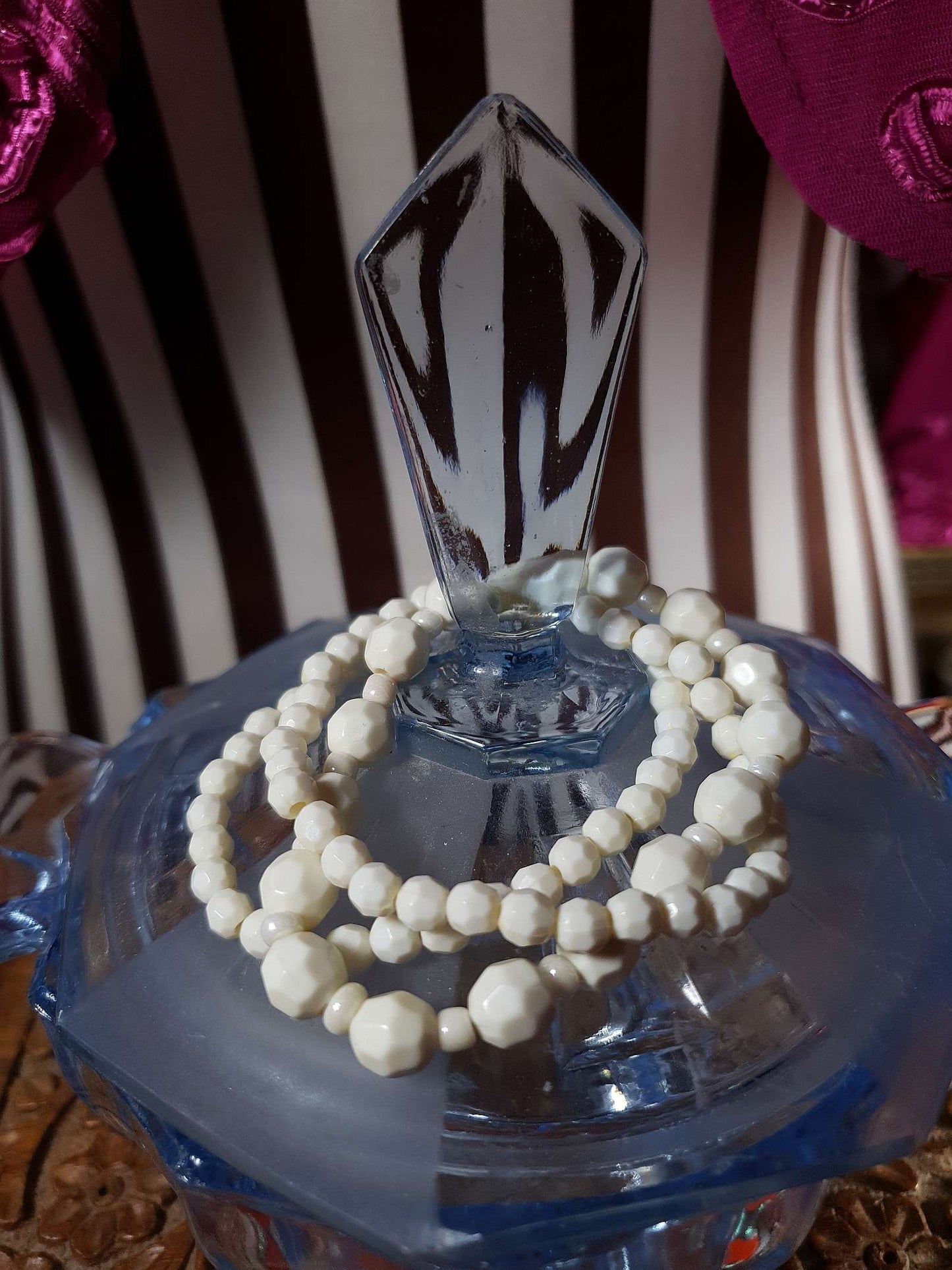 Vintage 1970s White Bead Bracelets Set Of Three Retro Bracelet