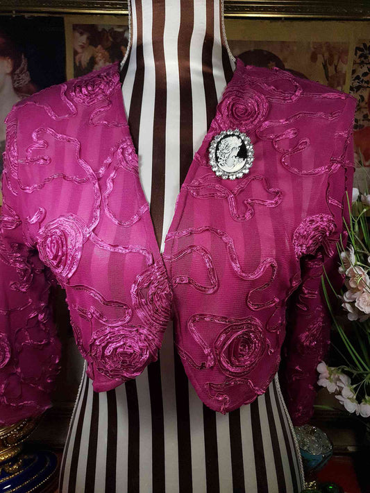 Vintage 1980s Cameo Brooch Rhinestone Black White Oval Retro