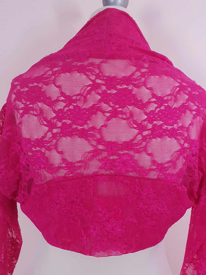 Vintage 1980s Cerise Pink Bolero Jacket Cropped Shrug Size 8/10 Made in Italy