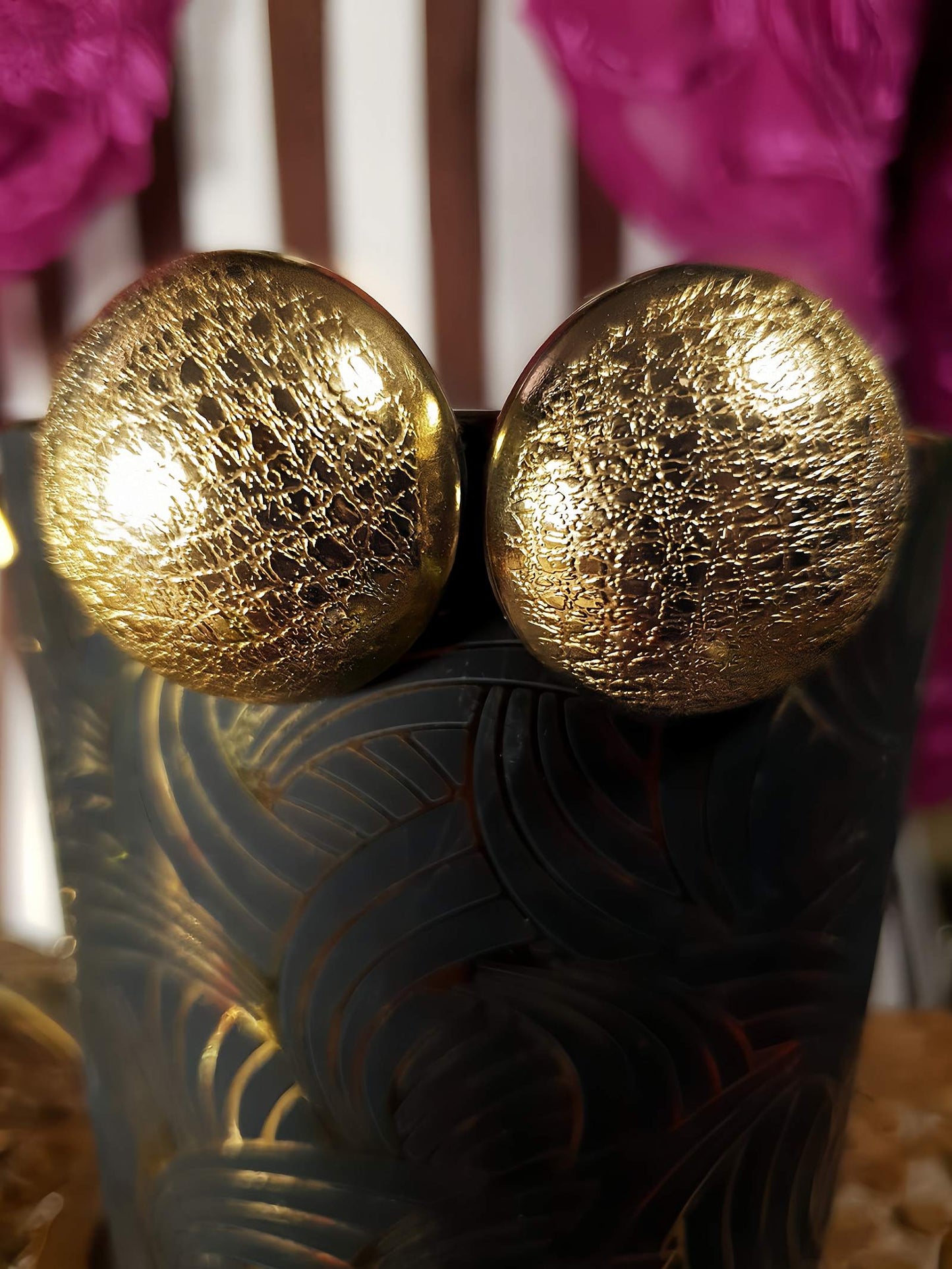Vintage 1980s Dome Earrings Gold Tone Clip-On Textured Retro