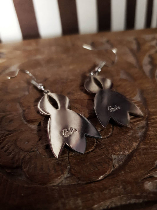 Vintage Abalone Shell Earrings Niru Boho Dangle Drop Multi-Coloured 1980s