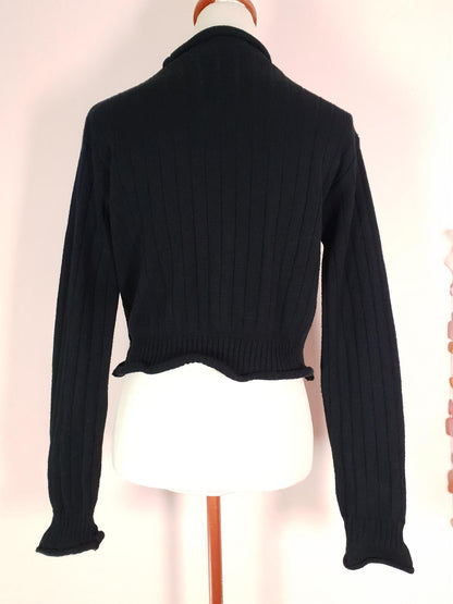 Vintage 1980s Black Knit Jumper Size 12 Pullover Sweater